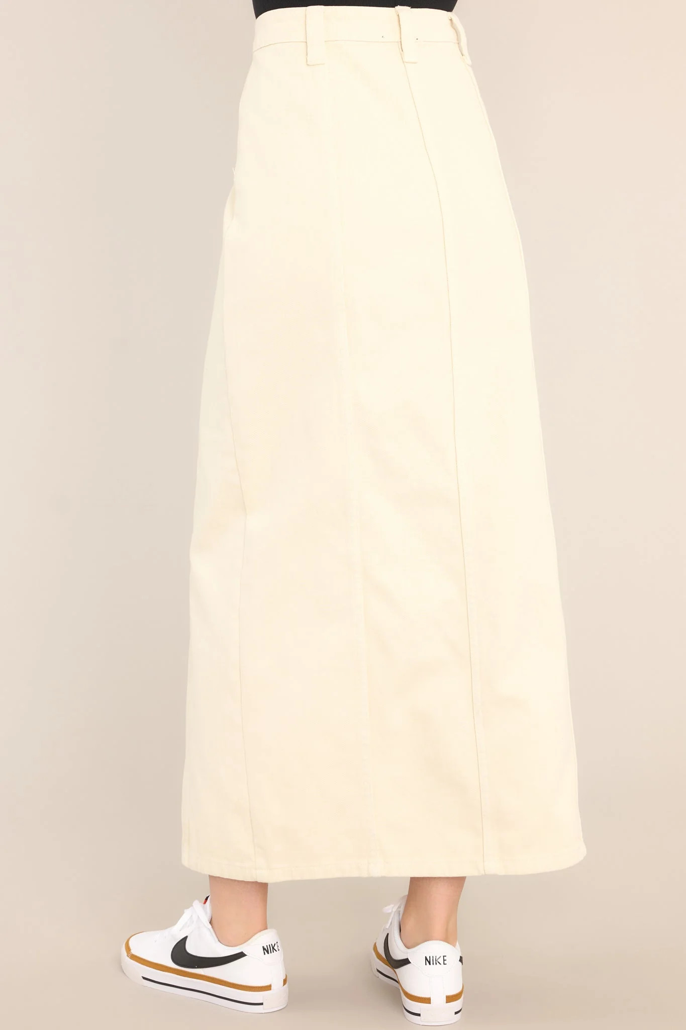 I Swear It Ivory Denim Maxi Skirt | Red Dress