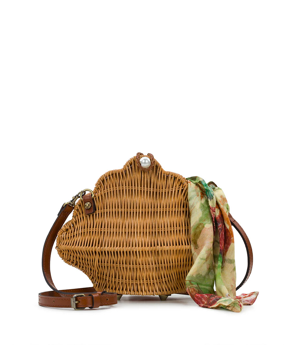 Cala Luna Clam Crossbody with Scarf 
         Shell Wicker | Patricia Nash Designs