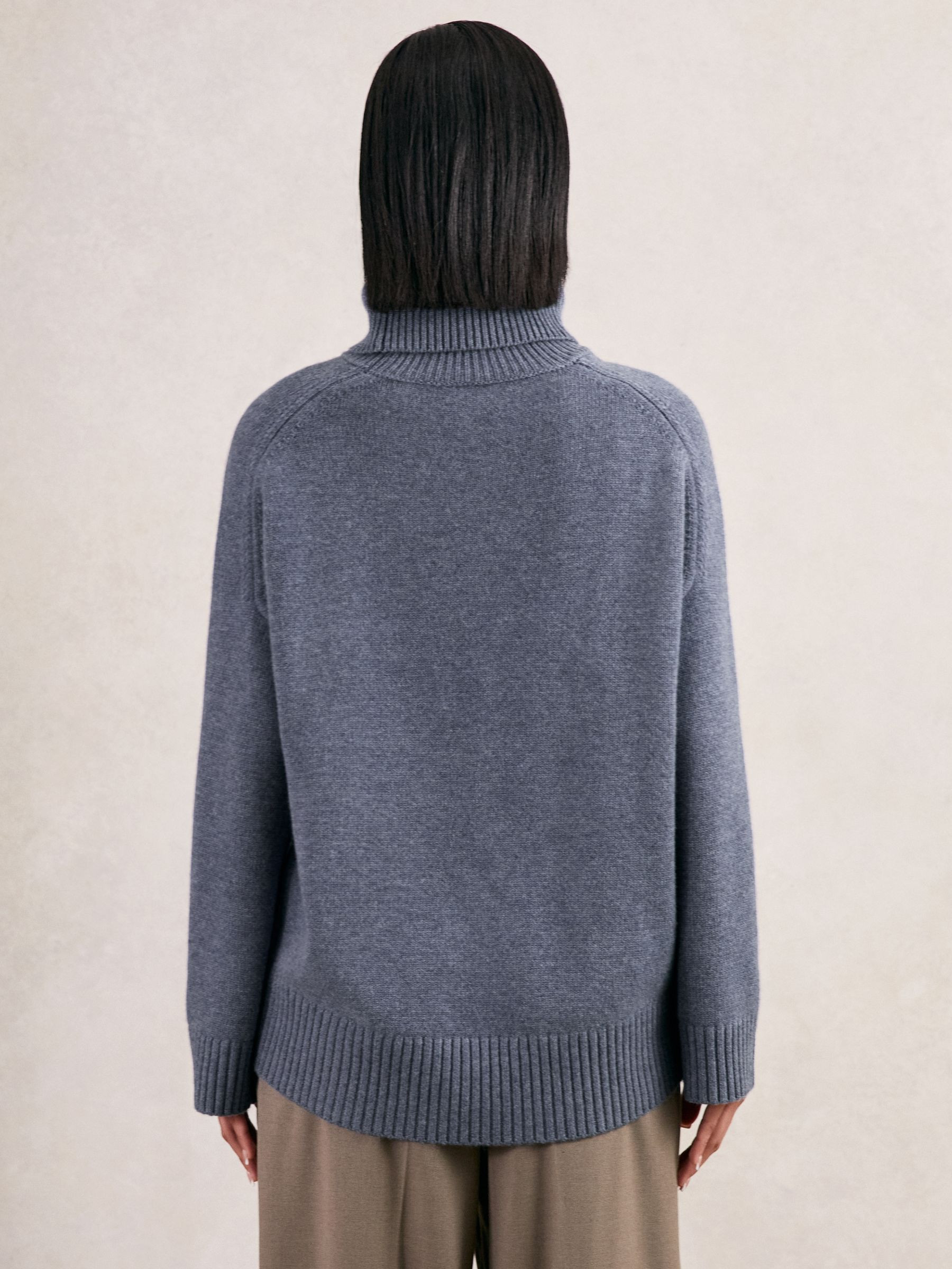 Reiss Wool-Cashmere Roll-Neck Jumper in Blue Marl - REISS | Reiss UK
