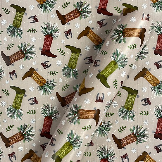 New!Red Shed  Rustic Cowboy Boot Christmas Wrapping Paper, 40 in. x 75 in. | Tractor Supply