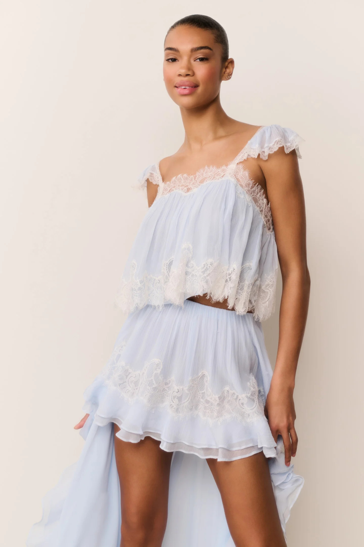 Lova Silk Chiffon Lace Top | LoveShackFancy
