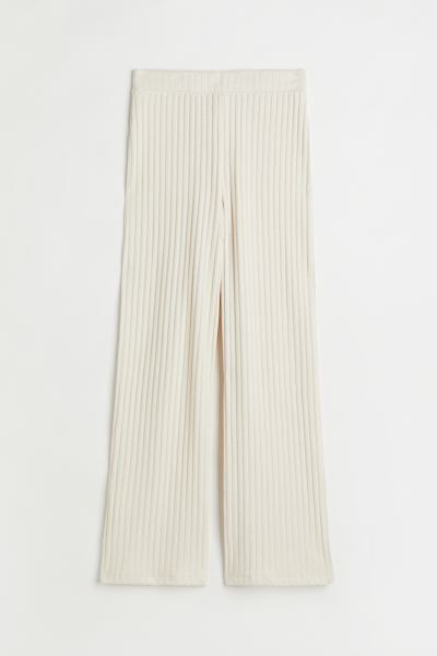 Ribbed Jersey Pants - White - Ladies | H&M US | H&M (US + CA)