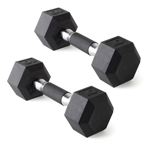 CAP Barbell 10 LB Rubber Coated Hex Dumbbell Hand Weight with Padded Grip - Pair | Comfort Grip | Amazon (US)