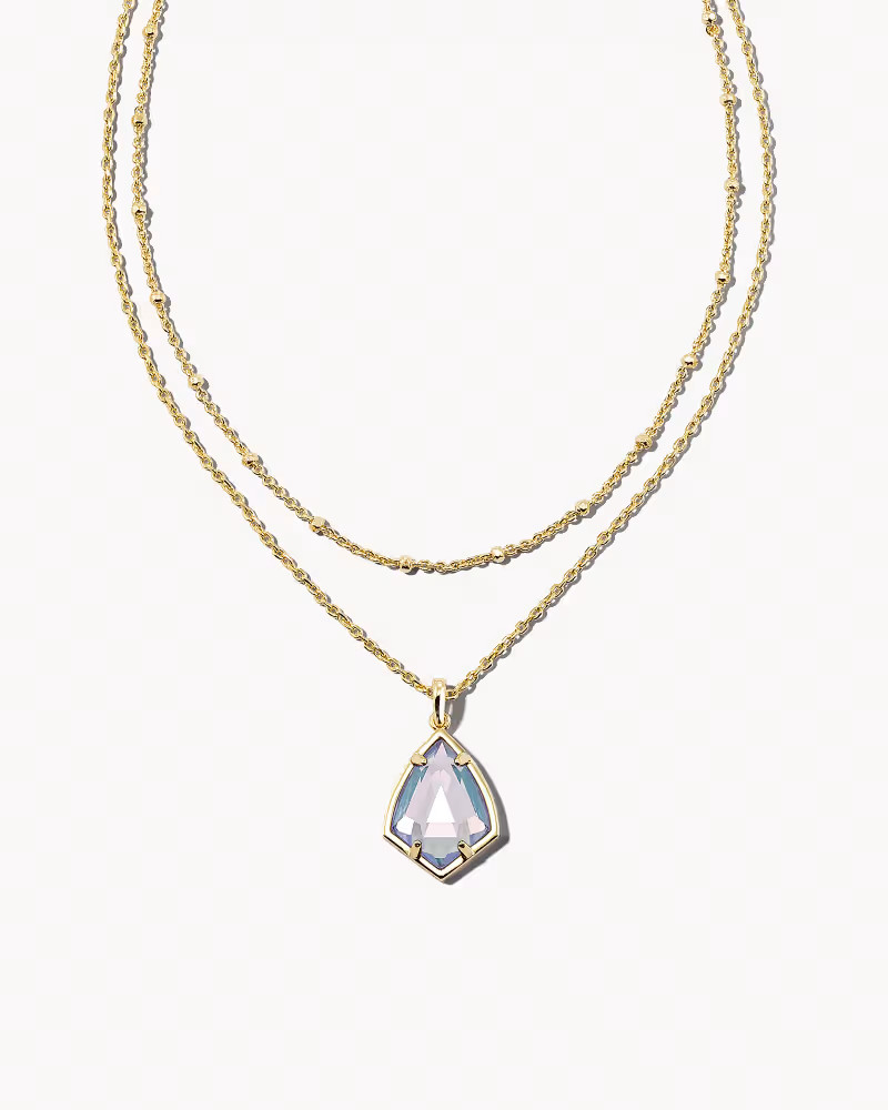 Cory Gold Multi Strand Necklace in Blue Dichroic Glass | Kendra Scott