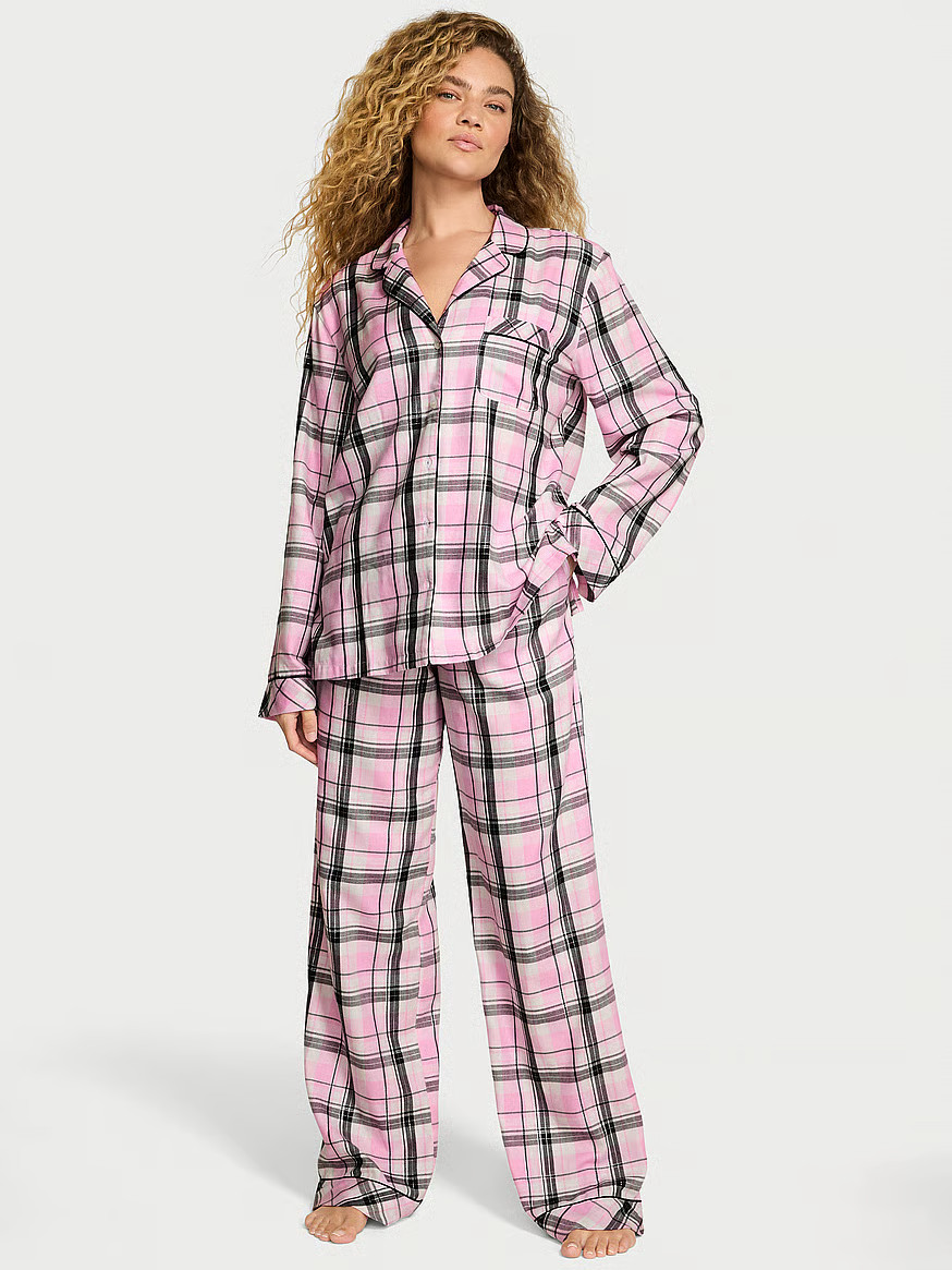 Buy Flannel Long Pajama Set, Black/Vs White/Red Yd Plaid - Order Pajamas Sets online - Victoria's... | Victoria's Secret (US / CA )