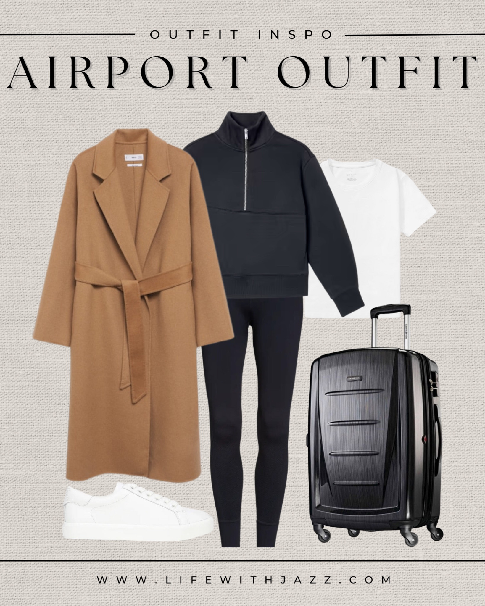 Comfy airport outfit inspo 🤎 

Camel coat  / half zip up sweatshirt / white T-shirt / leggings / white sneakers / suitcase / travel / airport / athleisure 

#LTKstyletip #LTKtravel