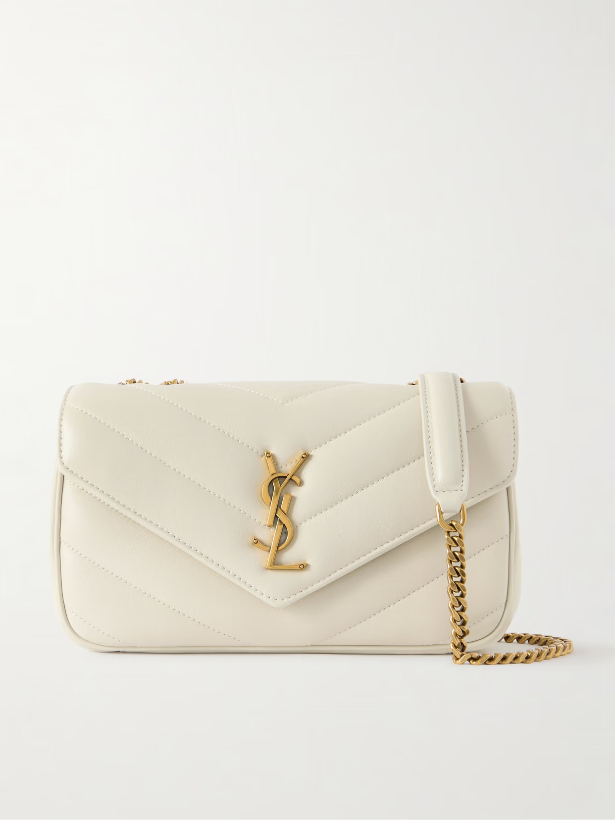 SAINT LAURENT - Loulou Matelassé Leather Shoulder Bag - Neutrals | NET-A-PORTER (US)