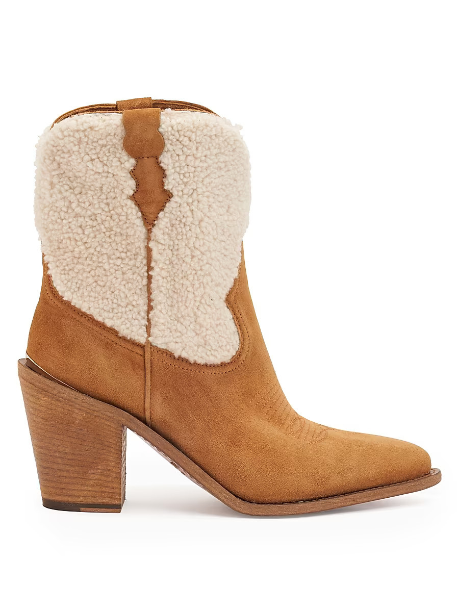 Women's Donna 90MM Shearling & Suede Ankle Boots - Cuoio - Size 6 | Saks Fifth Avenue
