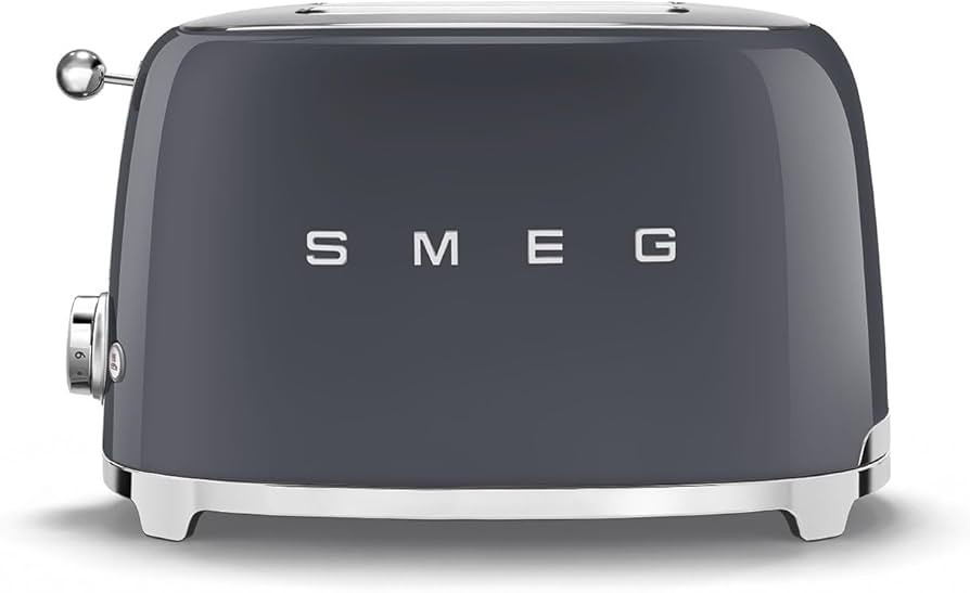 Smeg 50's Style Retro Aesthetic 2 Slice Toaster 6 Presets Extra Wide Slots Grey, TSF01GRUS | Amazon (US)
