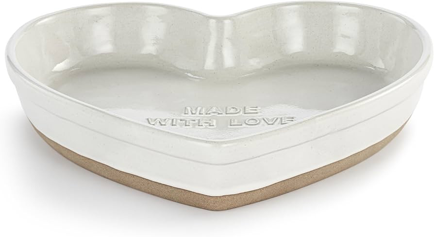 DEMDACO Gather 'Round Collection Made With Love White Heart 9.5 x 9.5 Stoneware Serving Pie Pan D... | Amazon (US)