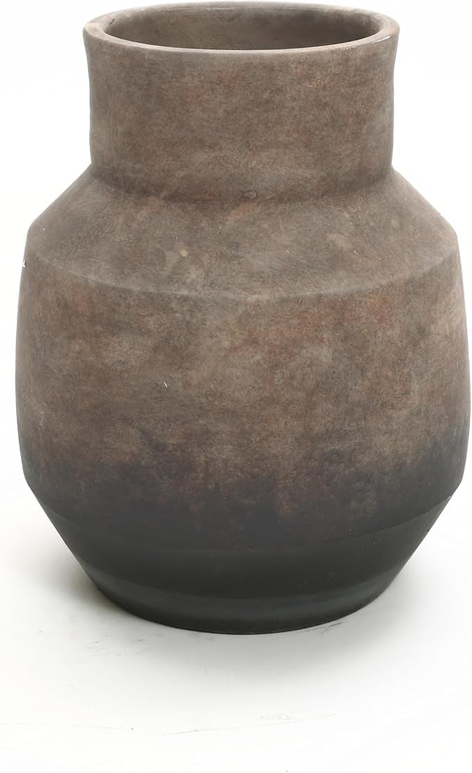 LuxenHome Rustic Ceramic Flower Vase,Farmhouse Vintage Pottery for Shelf Decor Room Decor,Brown O... | Amazon (US)