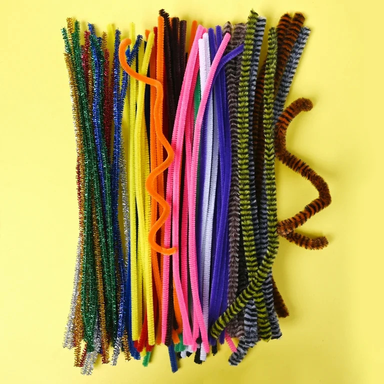 Hello Hobby Fuzzy Craft Kit, 300 Count, Natural Multicolor Chenille Stems and Poms for Kids Craft... | Walmart (US)
