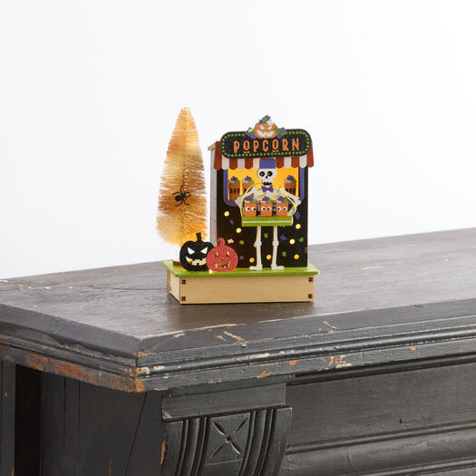 Laser Cut Wood Halloween Popcorn Booth LED Light Up Decor by World Market | World Market