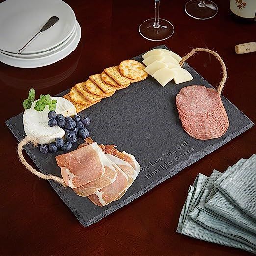 HomeWetBar Custom Slate Charcuterie Board with Rope Handles (Personalized Product) | Amazon (US)