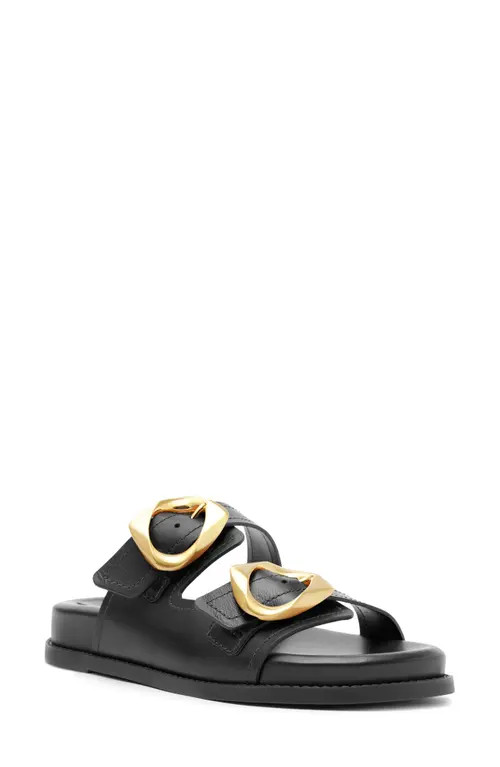 Schutz Olga Buckle Sporty Slide Sandal in Black at Nordstrom, Size 8.5 | Nordstrom