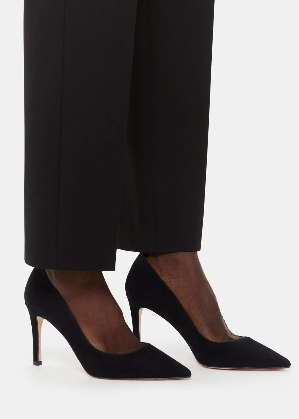 Black Suede Heeled Pumps With Pointed Toe | Whistles | Whistles UK | | Whistles