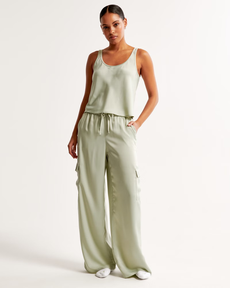 Lounge Satin Wide Leg Pant | Abercrombie & Fitch (US)