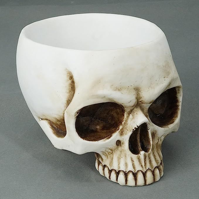 Amazon.com: JORAE Human Skull Statue Open Head Halloween Figurine Home Decor Keys Candy Bowl... | Amazon (US)