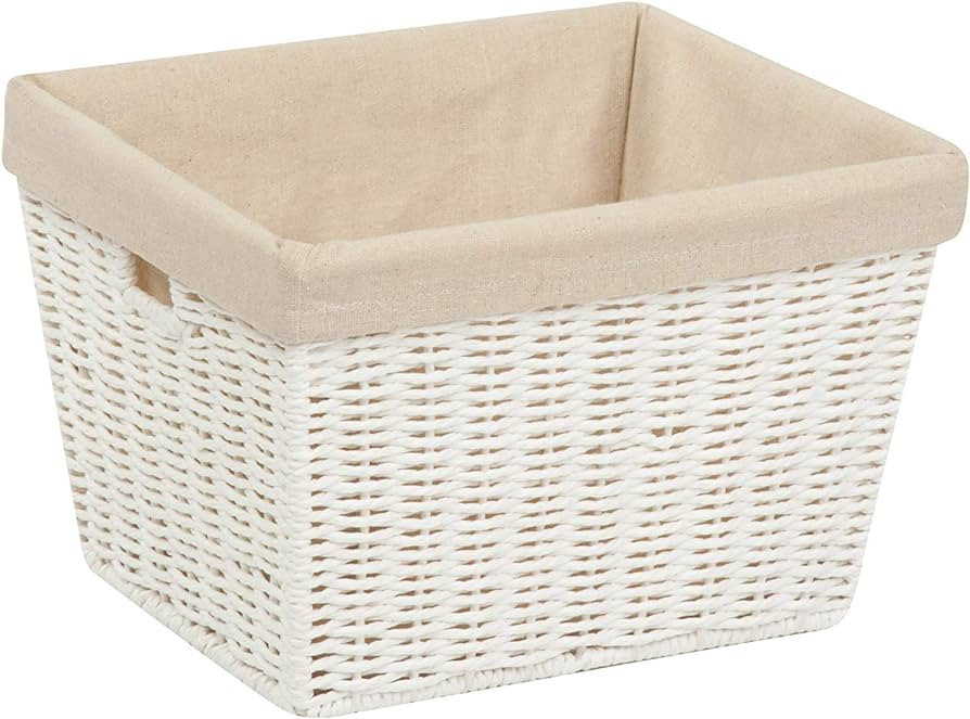 Honey-Can-Do STO-03560 Parchment Cord Basket with Handles and Liner, White, 10 x 12 x 8 inches | Amazon (US)