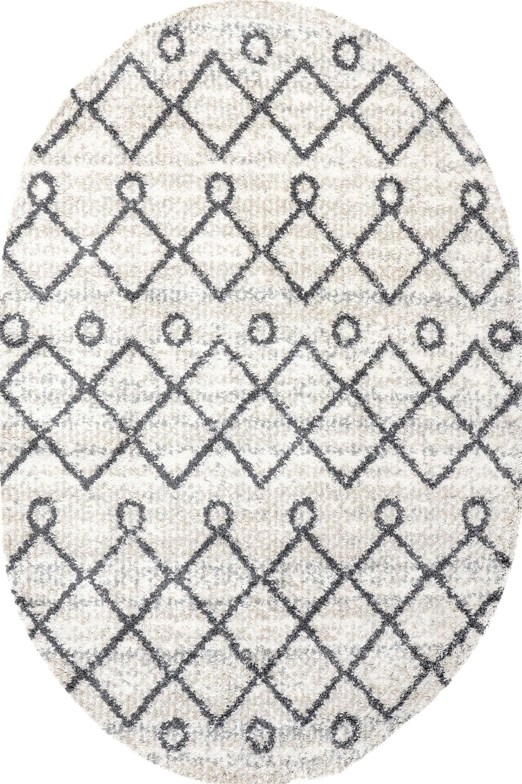 Ivory Diamond Moroccan Shag With Tassels 4' x 6' rug | Rugs USA