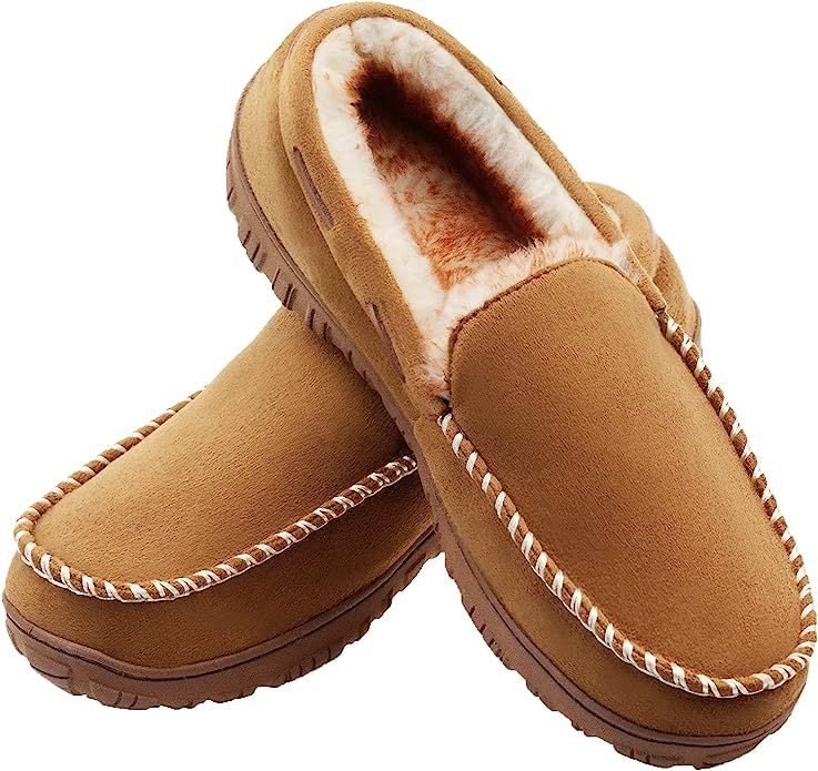 LseLom Moccasins Slippers for Men Memory Foam Indoor Outdoor House Shoes Fleece Warm Bedroom Slip... | Amazon (US)