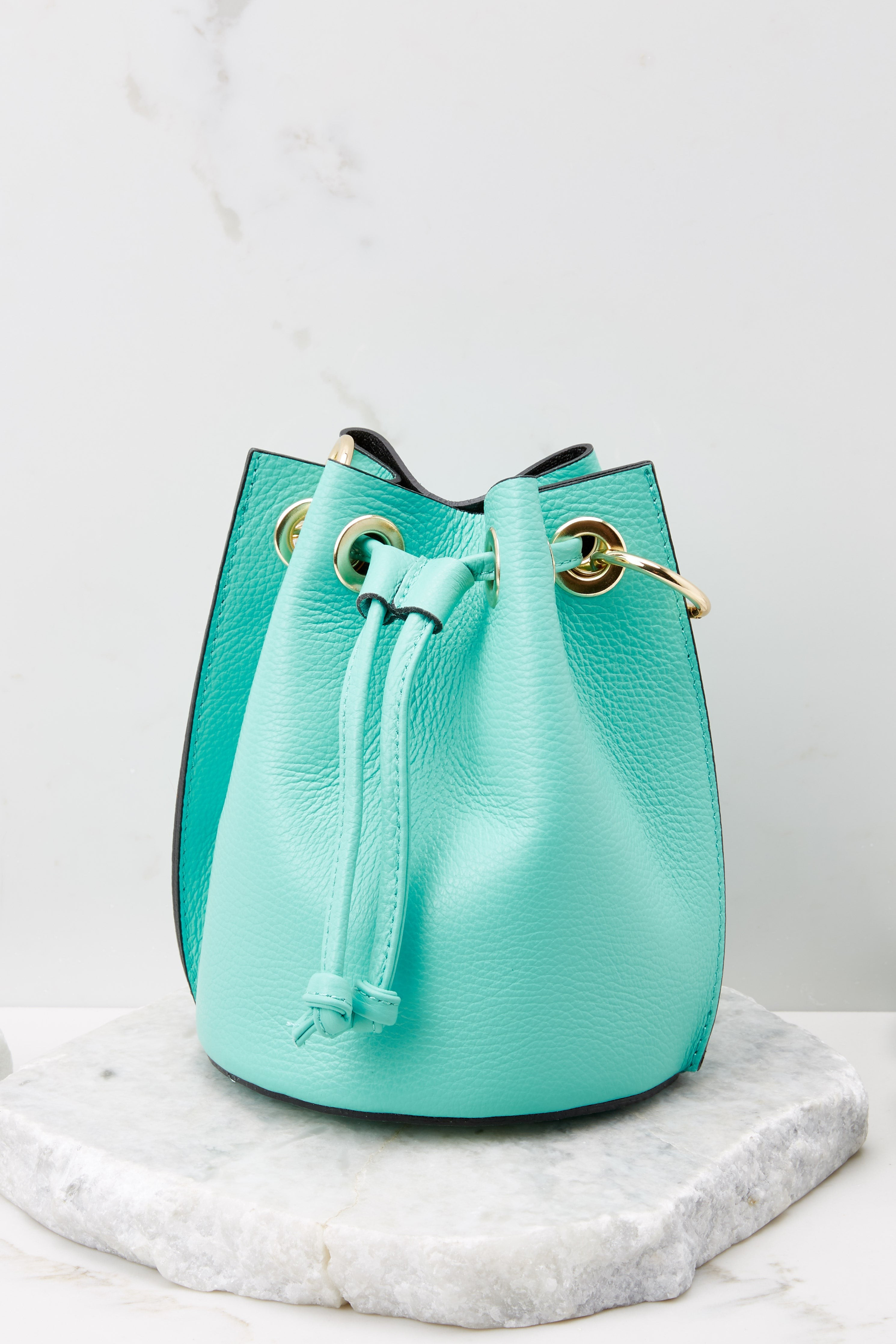Drawn To You Aqua Blue Leather Bag | Red Dress 