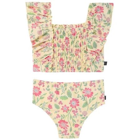 Modern Moments by Gerber Toddler Girl Two- Piece Swimsuit with Double Ruffle, Sizes 12M-5T | Walmart (US)