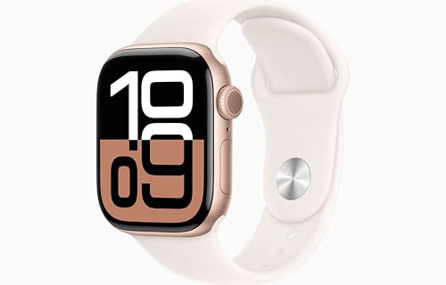 Apple Watch Series 10 [GPS, 42mm] - Rose Gold Aluminum Case with Light Blush Sport Band, M/L (Renewed) | Amazon (US)