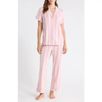 Nordstrom Moonlight Eco Crop Pajamas in Ivory Egret Jungle Leopard at Nordstrom, Size Medium | Nordstrom