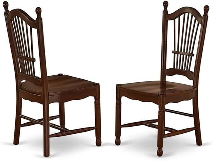 East West Furniture DOC-MAH-W Dover Kitchen Dining Chairs - Slat Back Wood Seat Chairs, Set of 2,... | Amazon (US)