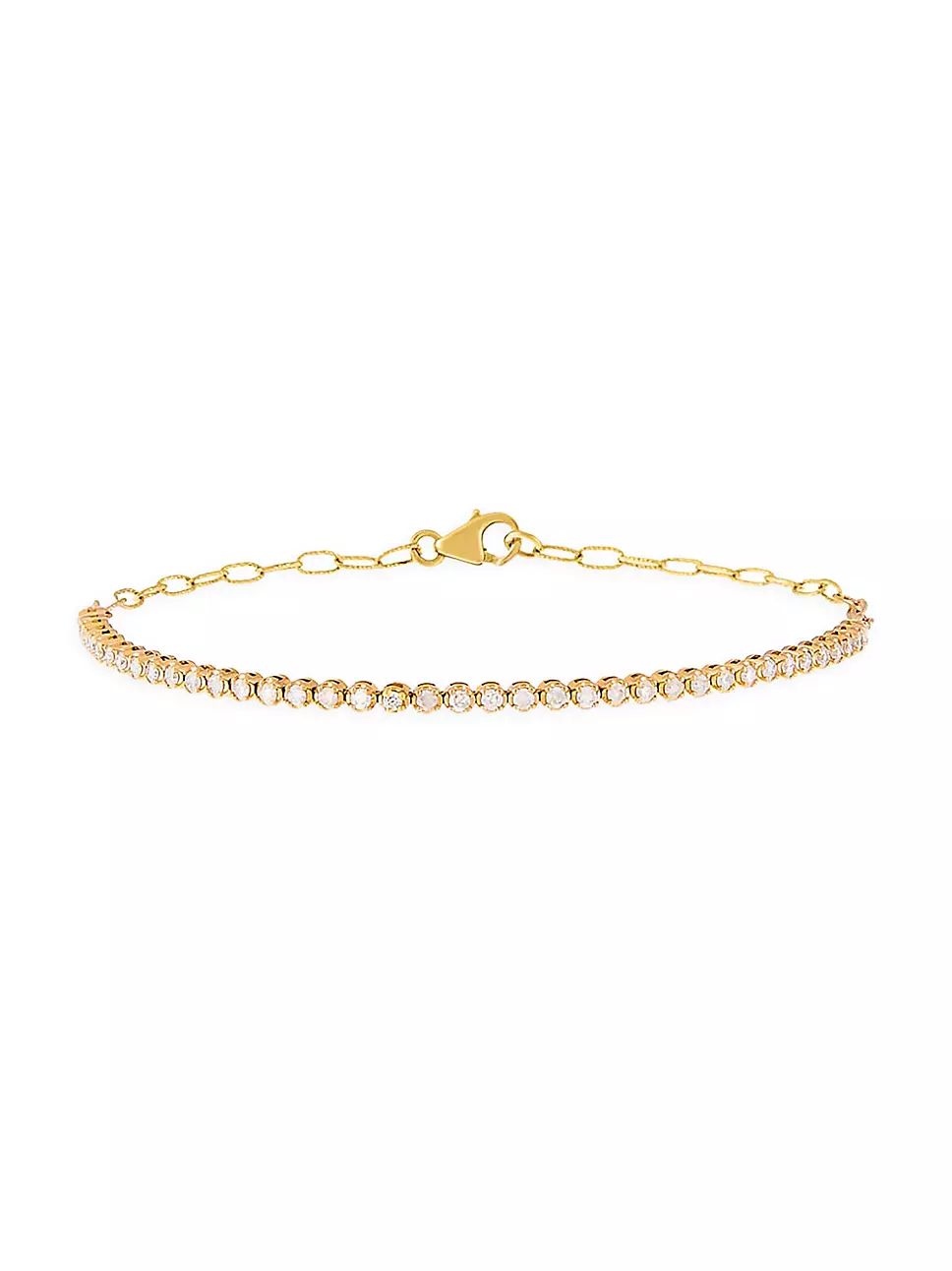Mini 14K Yellow Gold & 0.7 TCW Diamond Tennis Bracelet | Saks Fifth Avenue