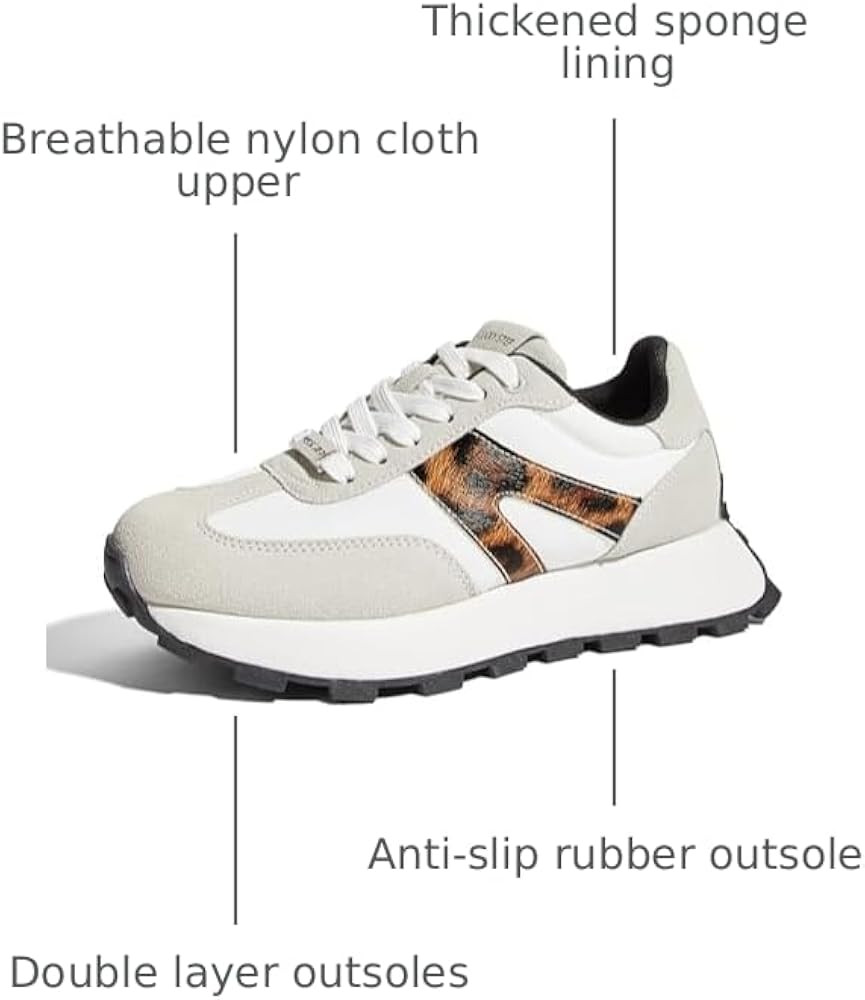 LUCKY STEP Women's Platform Fashion Sneakers Retro Classic Trainers Casual Lace-up Stylish Tennis... | Amazon (US)