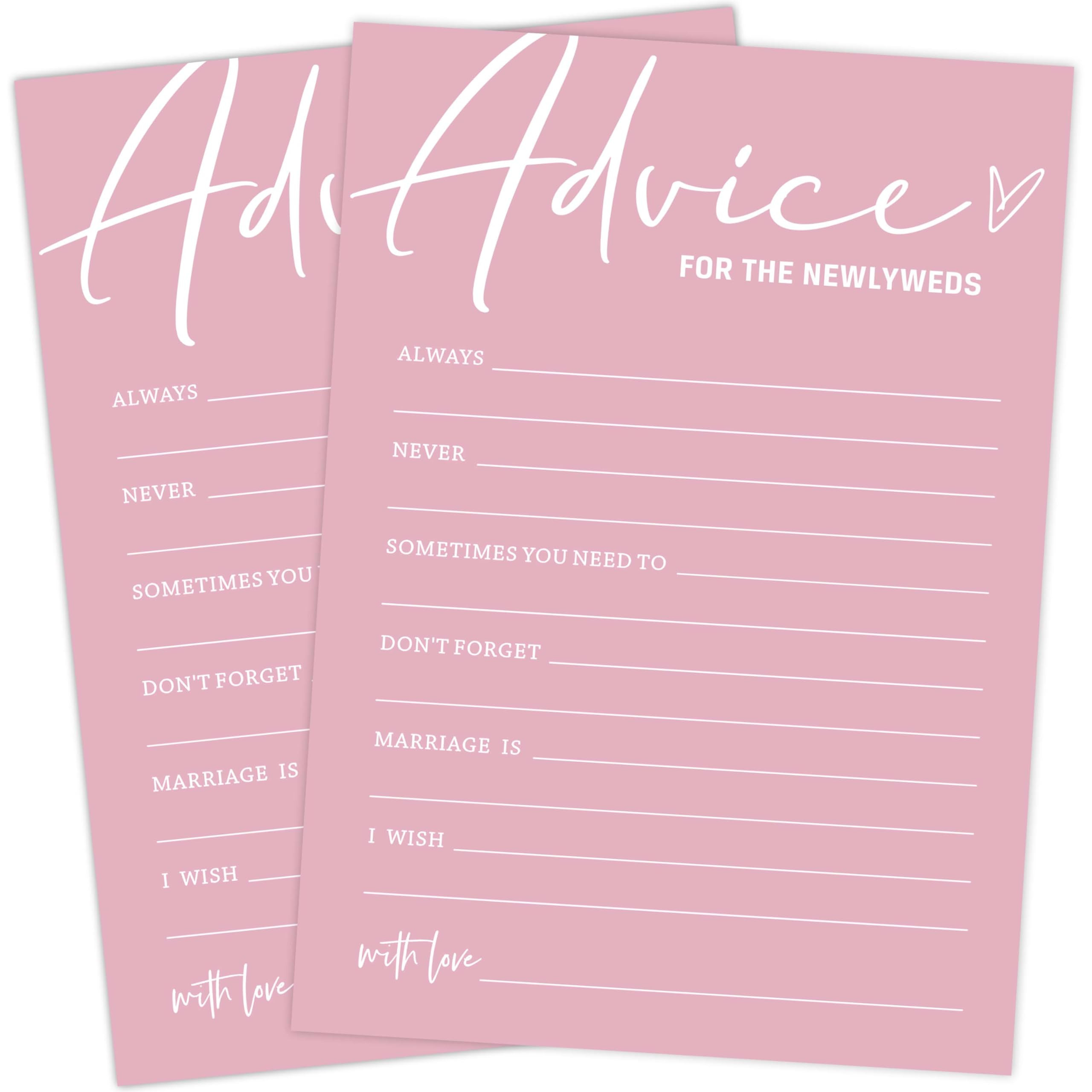 Pink Theme Bridal Shower Games for 25 Guests - Advice for Newlyweds Cards, Wedding Reception Game... | Amazon (US)