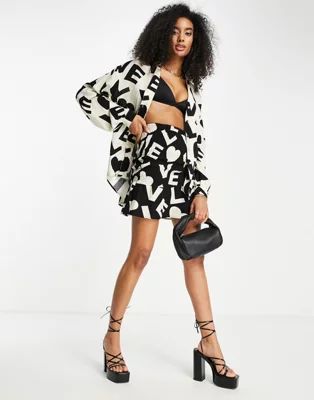 Never Fully Dressed LOVE typography mini skirt in monochrome - part of a set | ASOS (Global)