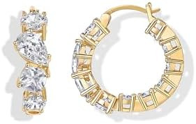 PAVOI 14K Gold Plated Hoop Earrings for Women, Bridal Cubic Zirconia Hoops | Hypoallergenic Earri... | Amazon (US)