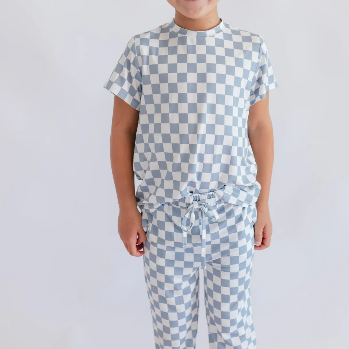 Youth Jogger Set In Cornflower Blue Checkered | Silks Design