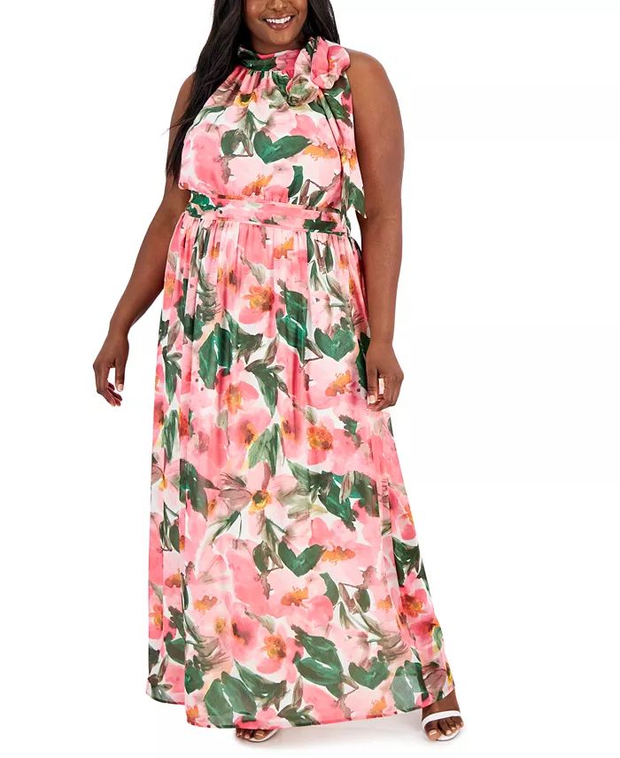 Anne Klein Plus Size Floral-Print Maxi Dress - Macy's | Macy's