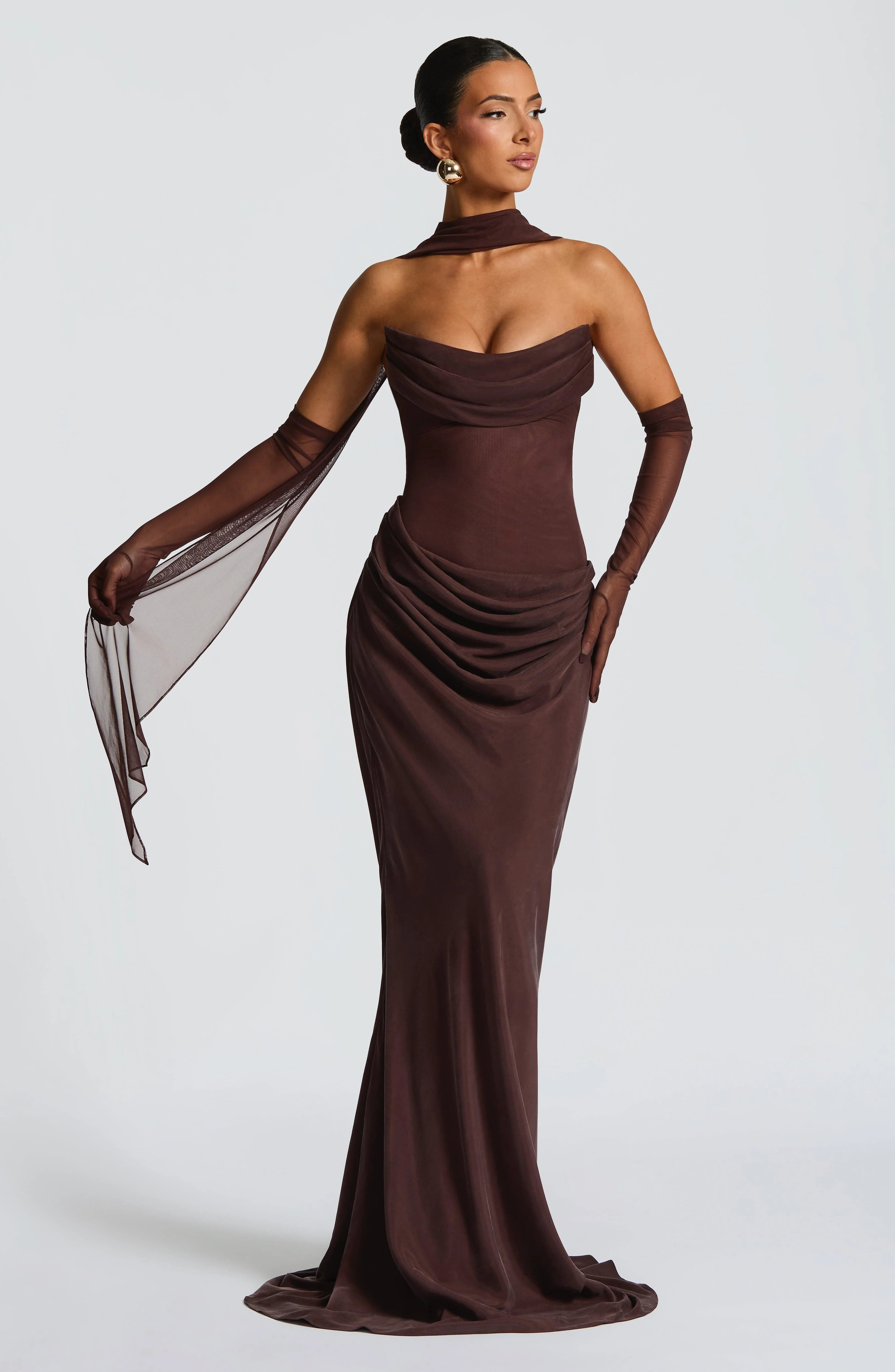 Liora Maxi Dress - Plum Brown | Babyboo (global)