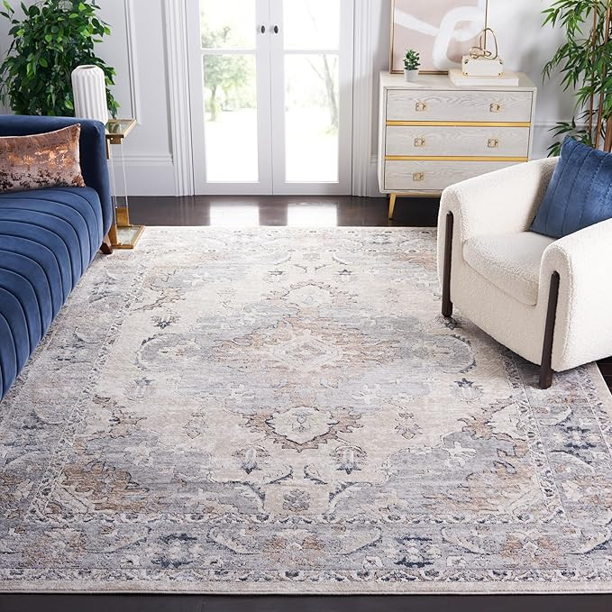 SAFAVIEH Oregon Collection Area Rug - 8' x 10', Beige & Grey, Oriental Distressed Design, Non-She... | Amazon (US)