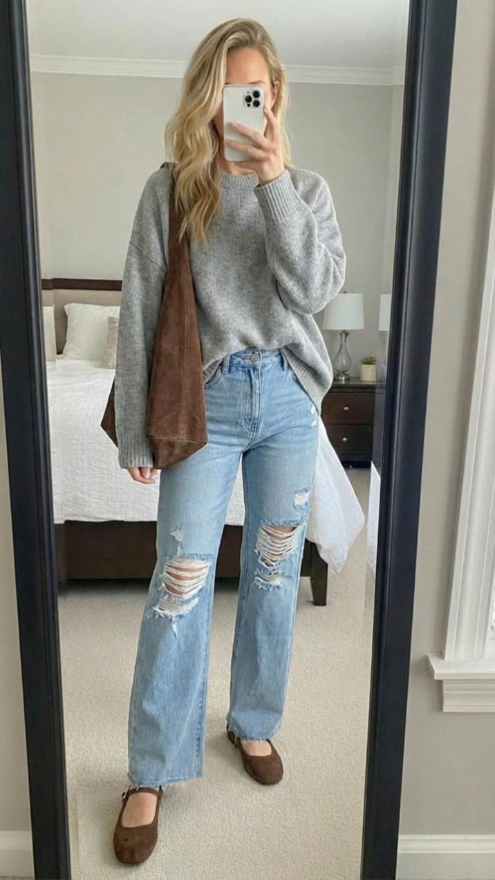 Amazon fashion win! 🩶🤎
This gray sweater from Amazon is SO good! Can't believe the quality and fit for the price - it's soft, cozy, and looks way more expensive than it is!
Paired it with distressed light blue jeans, brown suede ballet flats, and my brown bag for the perfect casual everyday look. The combination of gray, light denim, and brown is so elegant and timeless!
What I love about this outfit:
✨ Gray sweater is incredibly versatile
✨ Distressed jeans add character
✨ Brown suede flats are so comfortable
✨ Brown bag ties everything together
✨ Perfect neutral color palette
This sweater is amazing quality for Amazon - no pilling, great fit, and washes beautifully. The distressed light wash jeans are the perfect amount of lived-in without being too casual. Brown suede ballet flats are comfortable for all-day wear and add such a refined touch!
Perfect outfit for running errands, coffee dates, shopping trips, casual Fridays, or everyday wear. Looks polished but feels comfortable!
Shop this Amazon look by following me in the LTK app 🛍️
#LTKfinds #LTKunder50 #amazonfinds #amazonfashion #amazonfinds2025 #graysweater #distressedjeans #lightbluejeans #balletflats #suedeshoes #brownbag #neutralstyle #casualchic #everydaystyle #ootd #outfitinspo #budgetfriendly #affordablefashion #amazonstyle #comfystyle #wardrobestaples 

 

#LTKootd #LTKmomlife #LTKmorningroutine

#LTKstyletip