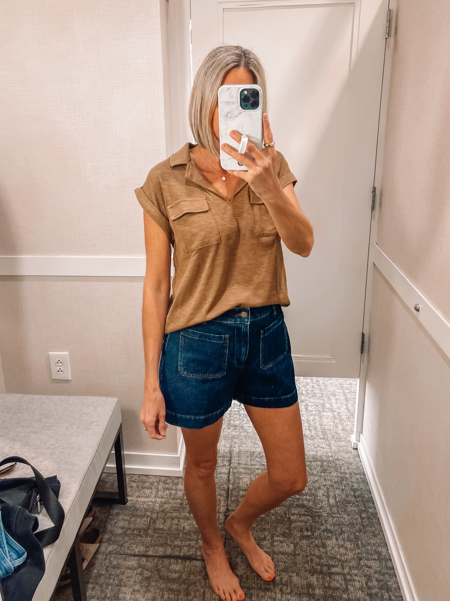 Utility tee with dolman sleeves comes in lots of colors. Wearing extra small runs big. The cutest pocket denim shorts 

Loft spring outfits 
#loveloft #springstyle #shortsseason 



#LTKFindsUnder50 #LTKSaleAlert #LTKFindsUnder100