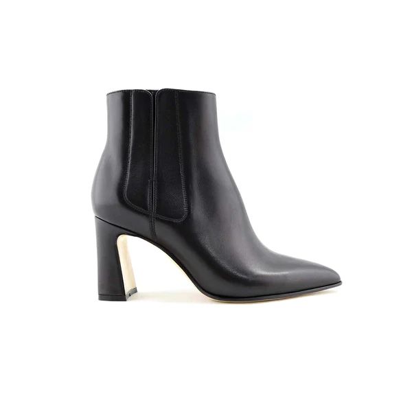 Black Leather Bold Block Ankle Boot | ALLY Shoes