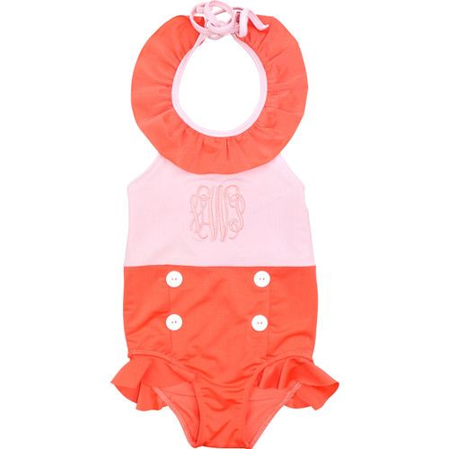 Coral And Pink Vintage Lycra Swimsuit | Cecil and Lou