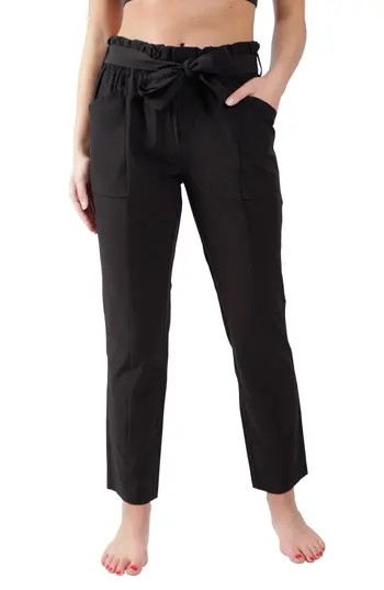 90 DEGREE BY REFLEX Tie Waist Paperbag Pants in Black at Nordstrom Rack, Size X-Large | Nordstrom Rack