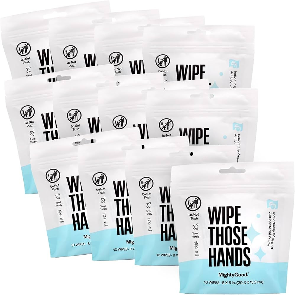Wipe Those Hands On-The-Go Sanitizing Wipes -12 Packs of 10 Individually Wrapped Wipes, 120 Total... | Amazon (US)
