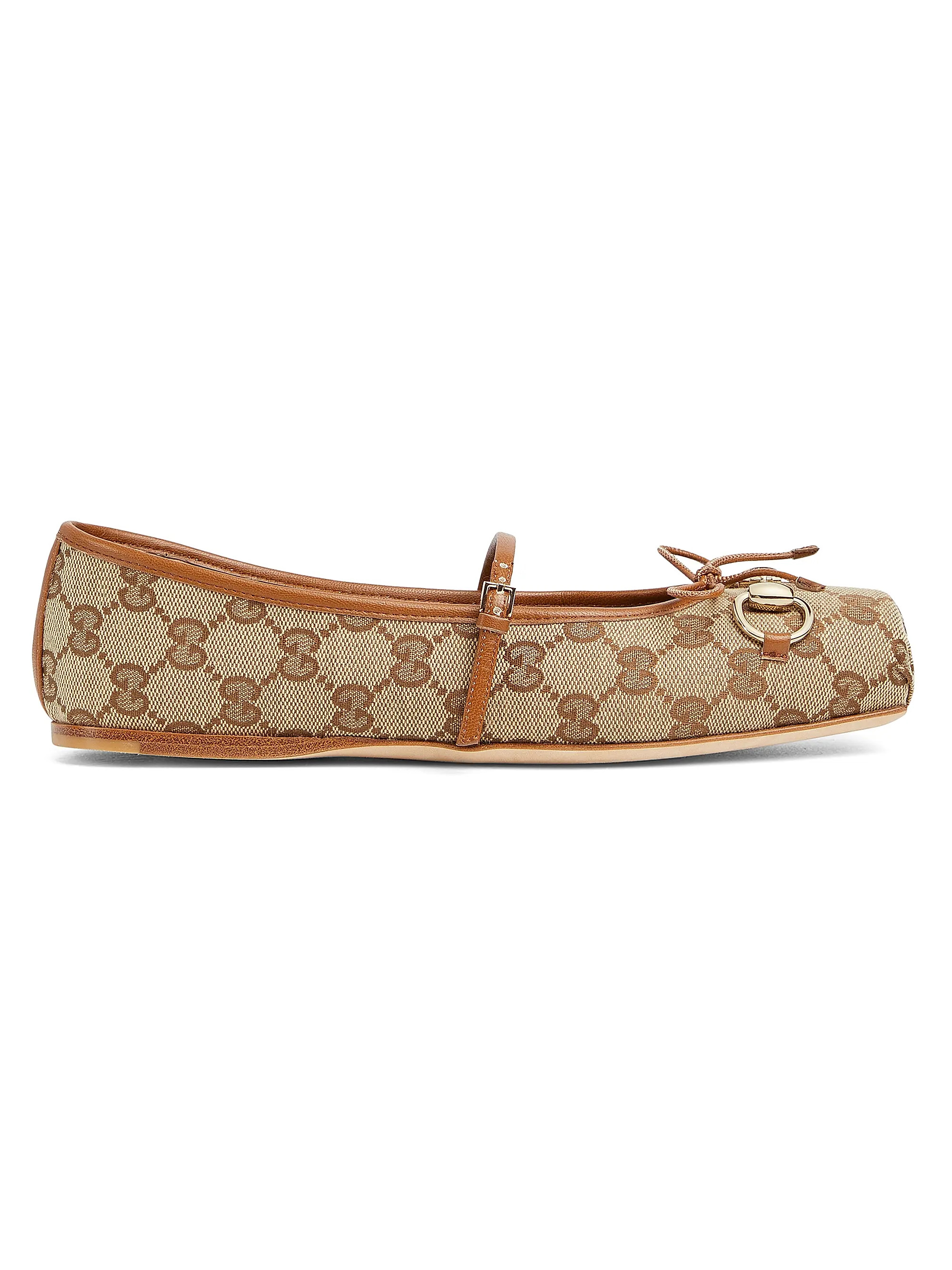 GG Canvas Horsebit Ballet Flats | Saks Fifth Avenue