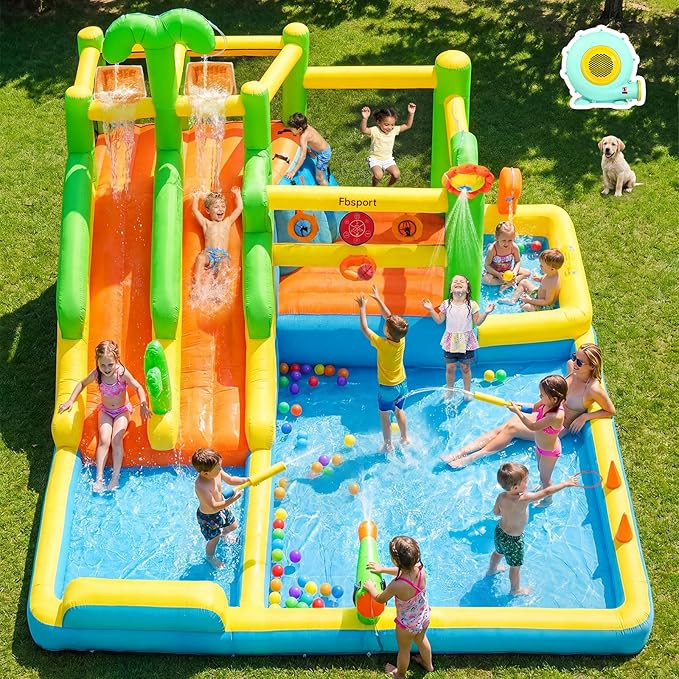 FBSPORT Inflatable Bounce House Double Water Slide, Water Bounce House for Big Kids with Splash P... | Amazon (US)
