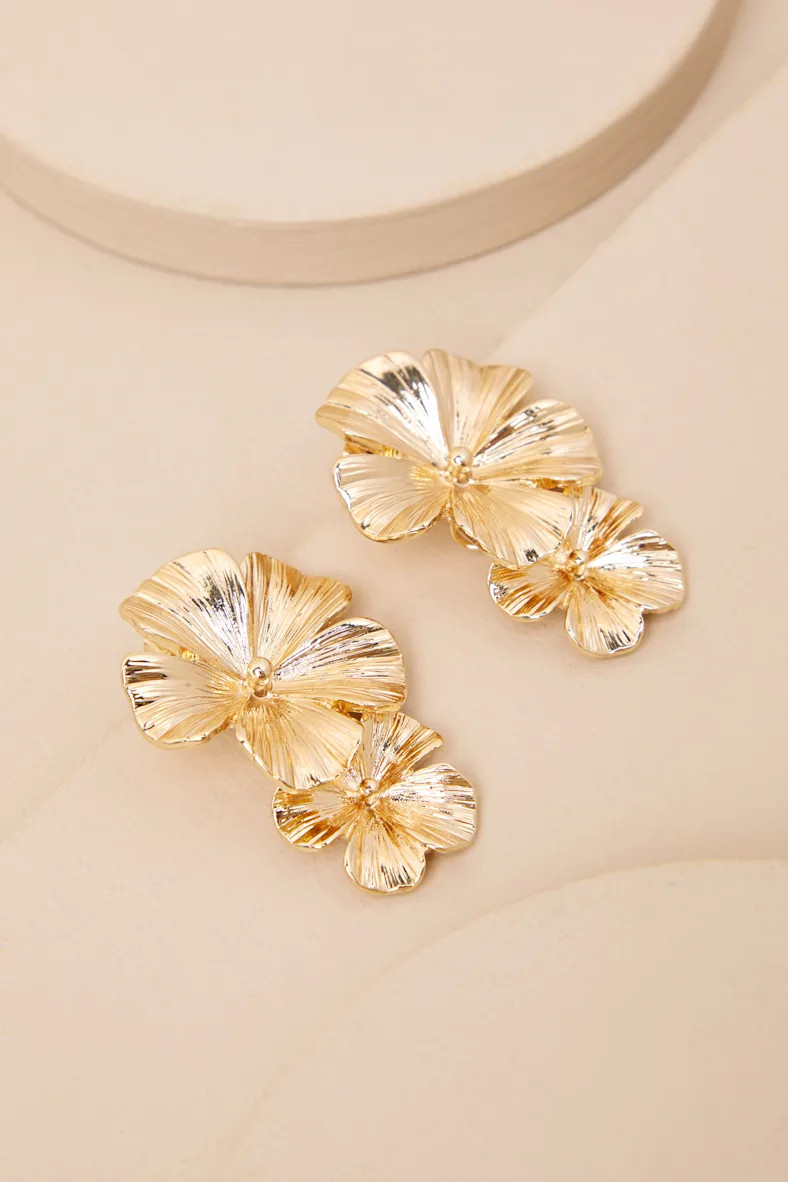 Aster Gold Flower Statement Earrings | Lulus