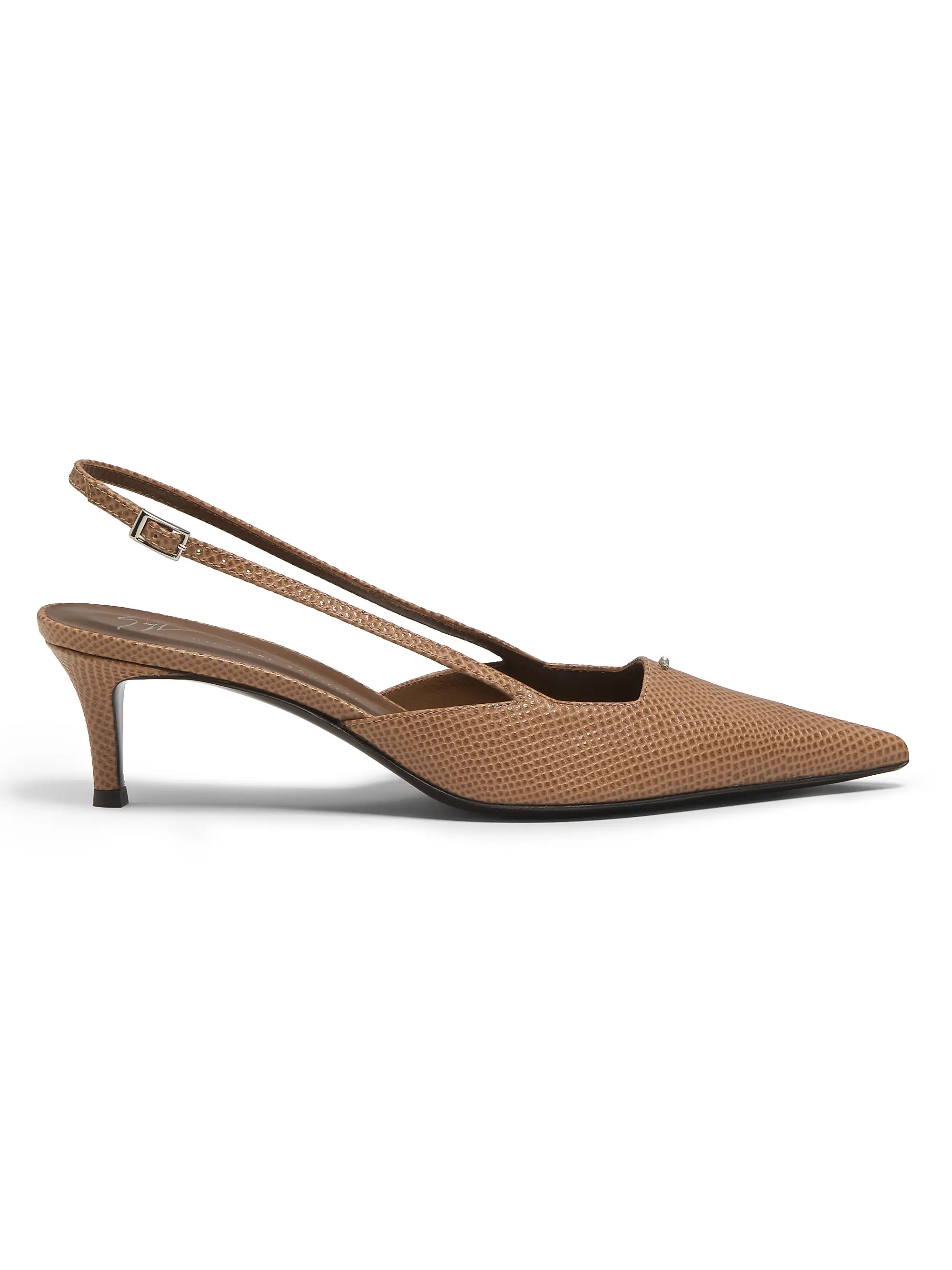 Lizard-Embossed Leather Kitten-Heel Pumps | Saks Fifth Avenue