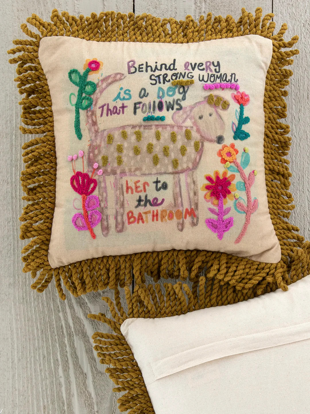 Tufted Boho Pillow - Behind Every Strong Woman | Natural Life